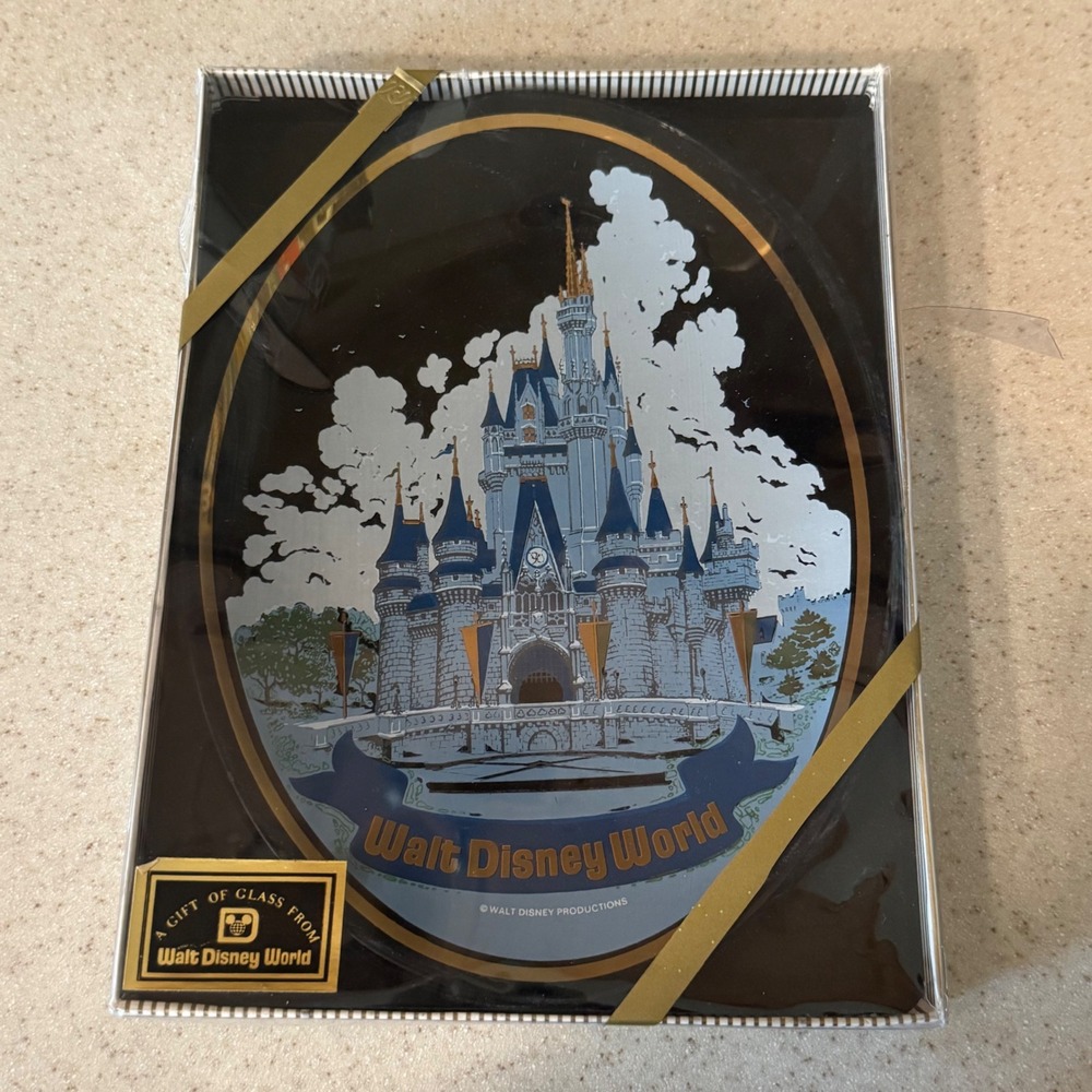 Vintage Walt Disney World Cinderella Castle Glass Tray A Gift of Glass Souvenir